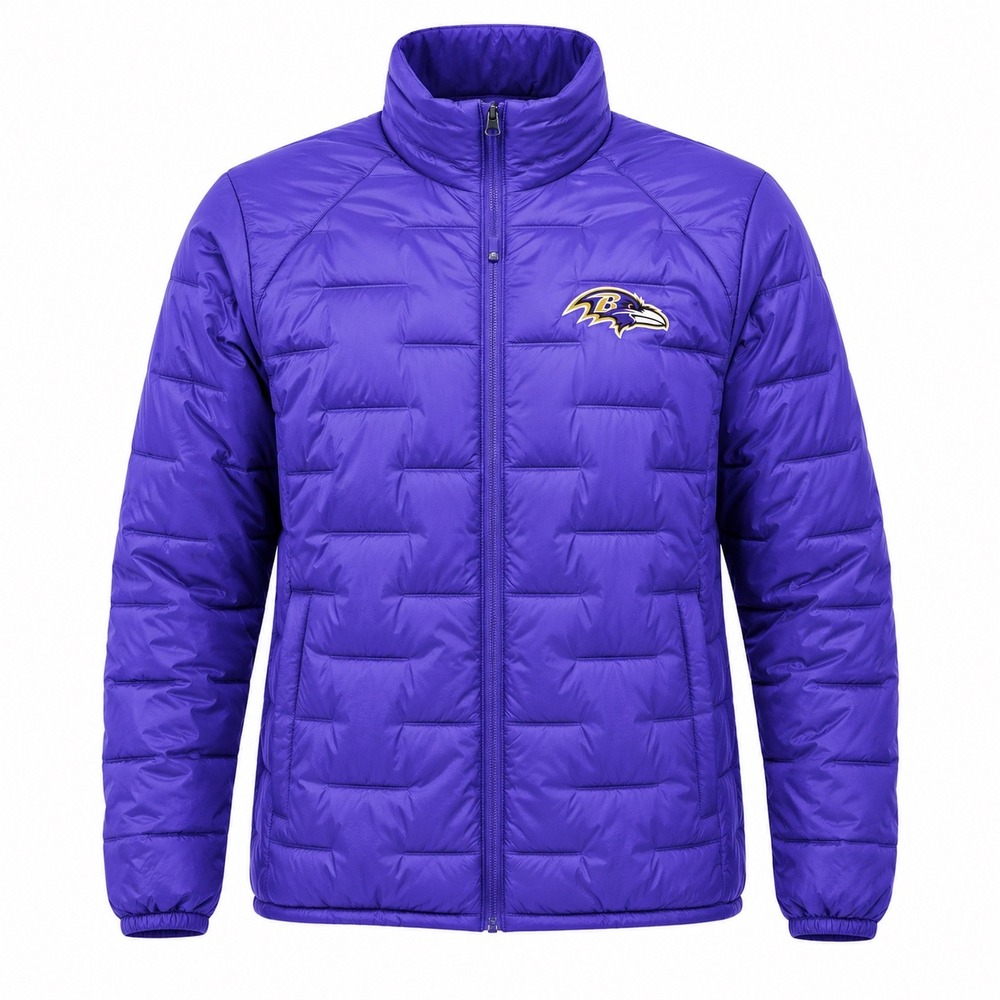 NFL Baltimore Ravens Mens Purple Puffer Jacket Quilted Full Zip medium outdoor